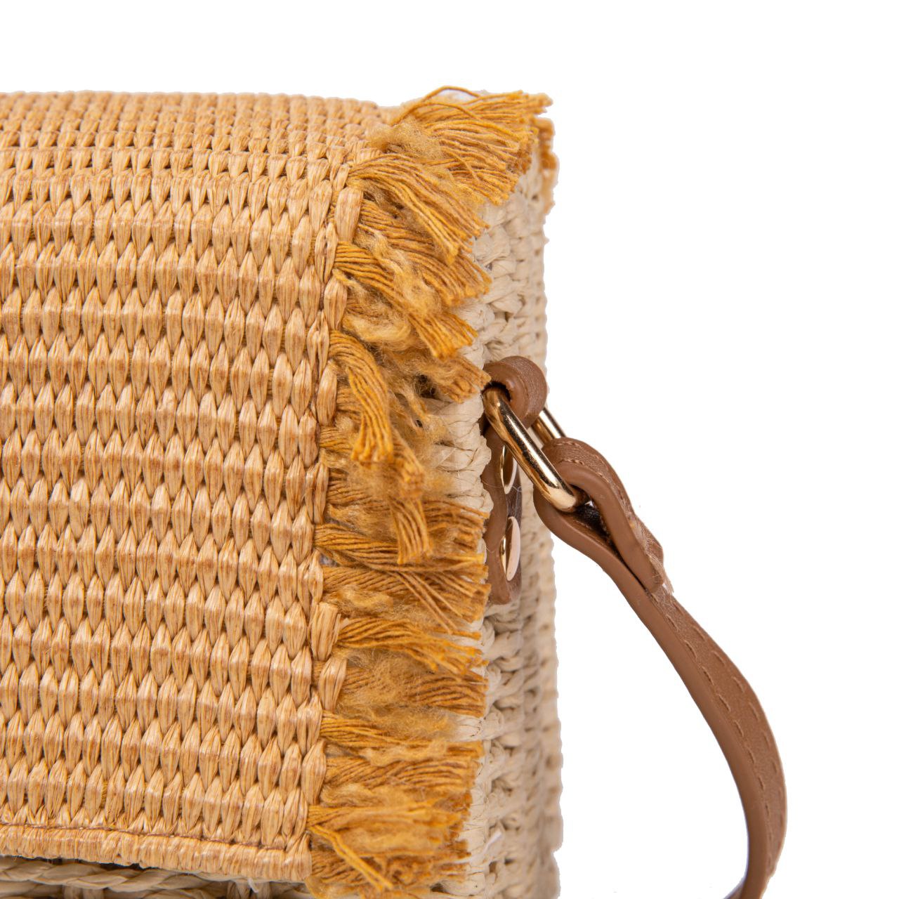 Bolso De Paja Mujer Tipo Satchel Con Solapa Flecada, Estilo Bohemio Chic Para Verano, Bandolera Elegante