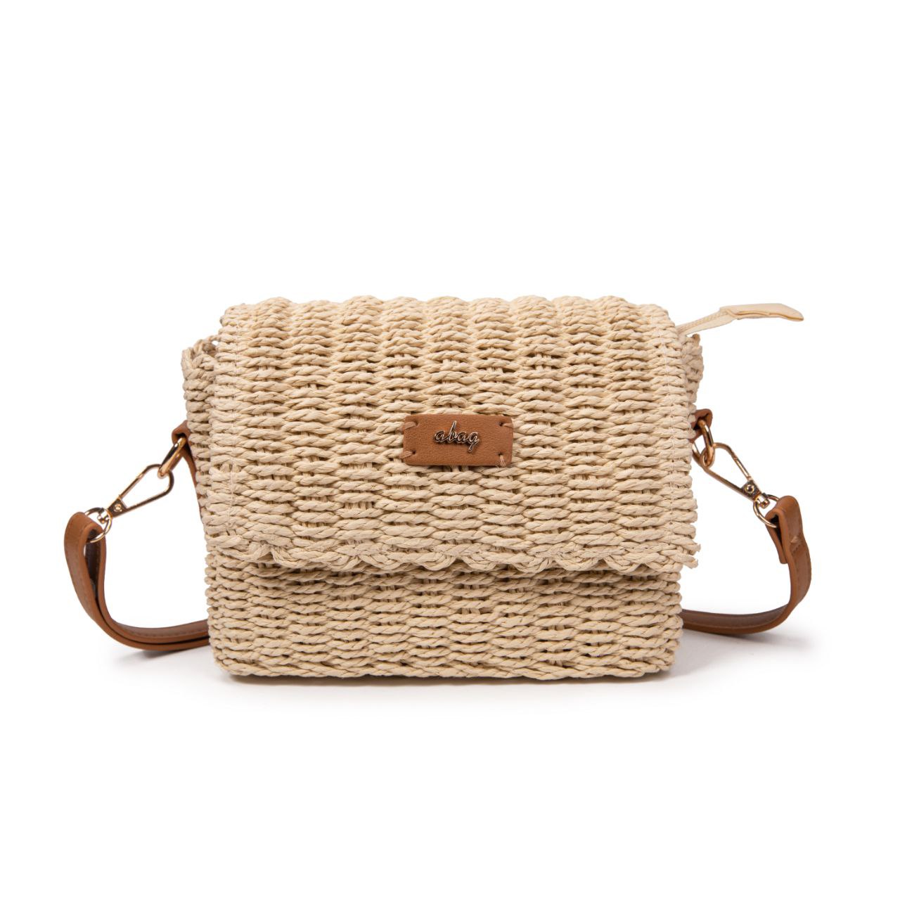 Bolso De Paja Mujer Bandolera Estilo Satchel Pequeño Con Solapa, Cierre Magnético Y Correa Ajustable Para Verano