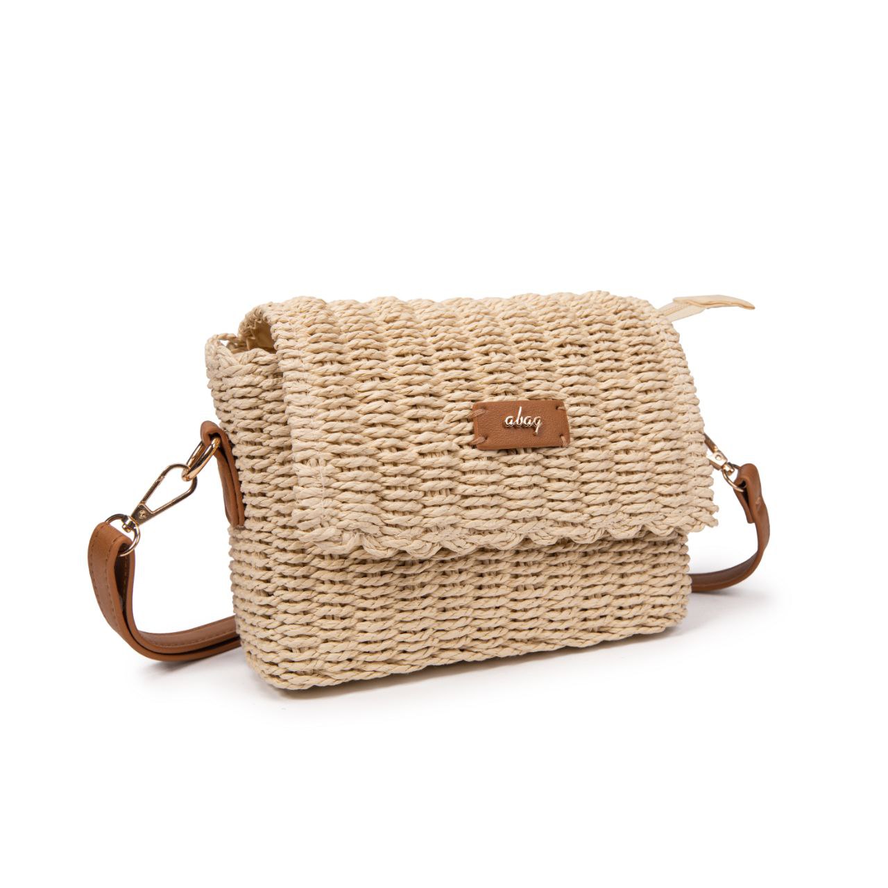 Bolso De Paja Mujer Bandolera Estilo Satchel Pequeño Con Solapa, Cierre Magnético Y Correa Ajustable Para Verano