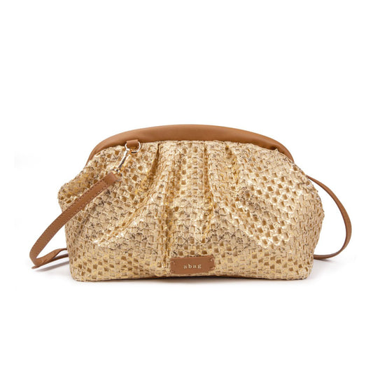 Bolso De Paja Mujer Con Cierre De Clip, Diseño Brillante Estilo Satchel, Bandolera Pequeña De Verano Elegante