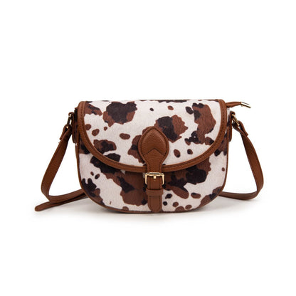 Bolso Pequeño Estilo Satchel Con Estampado De Vaca Y Hebilla | Bolso Mujer De Moda Elegante Y Original