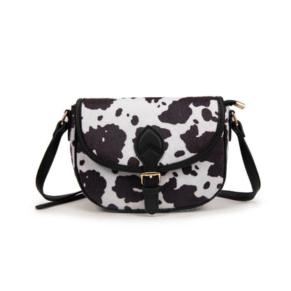 Bolso Pequeño Estilo Satchel Con Estampado De Vaca Y Hebilla | Bolso Mujer De Moda Elegante Y Original