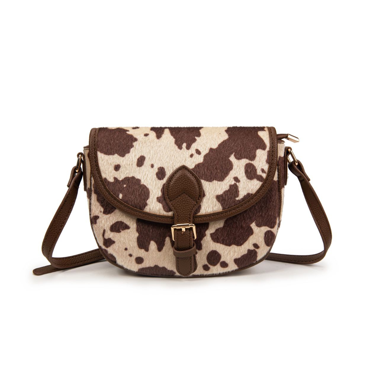 Bolso Pequeño Estilo Satchel Con Estampado De Vaca Y Hebilla | Bolso Mujer De Moda Elegante Y Original