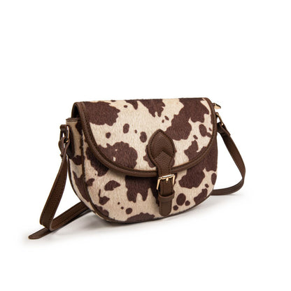 Bolso Pequeño Estilo Satchel Con Estampado De Vaca Y Hebilla | Bolso Mujer De Moda Elegante Y Original