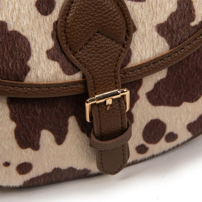 Bolso Pequeño Estilo Satchel Con Estampado De Vaca Y Hebilla | Bolso Mujer De Moda Elegante Y Original