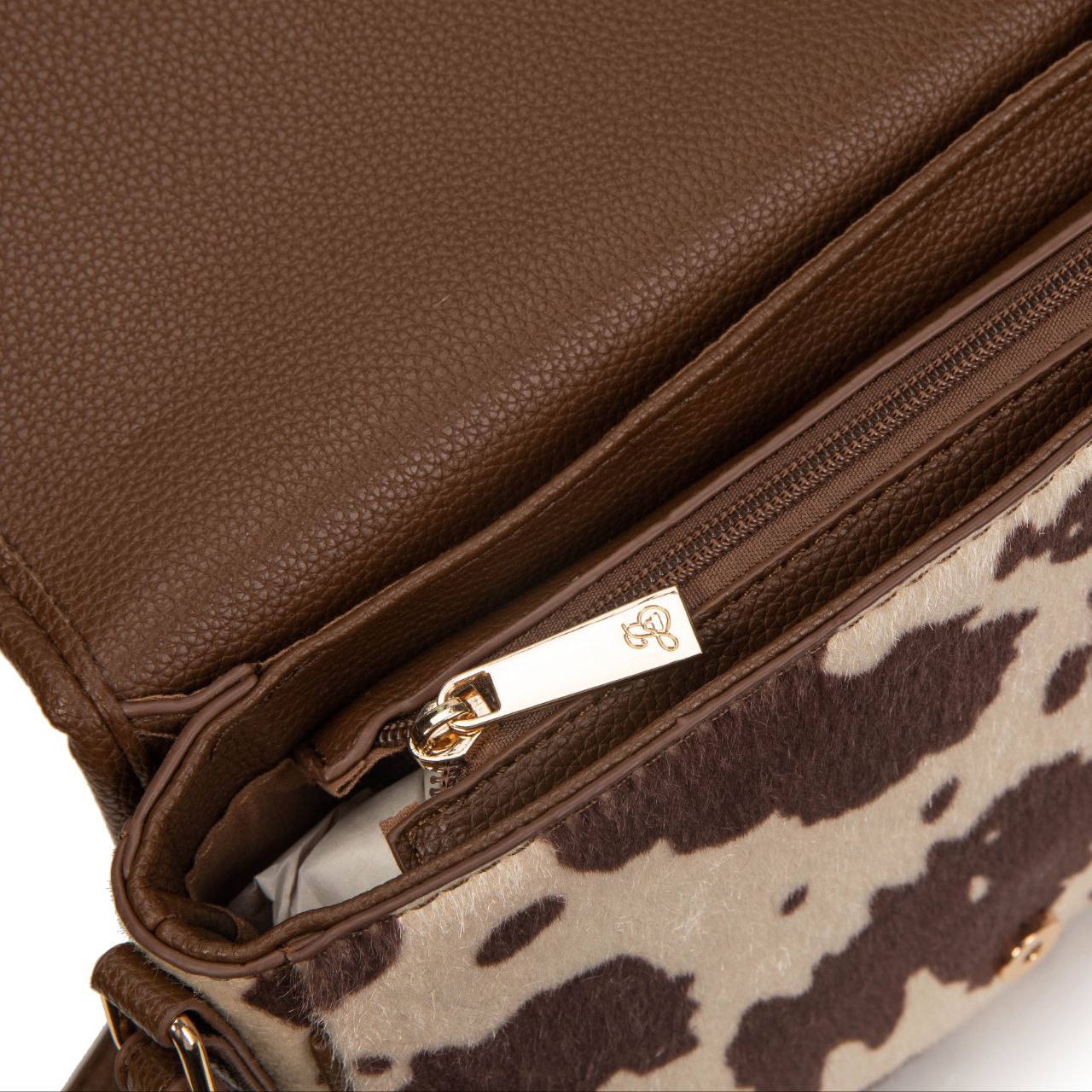 Bolso Pequeño Estilo Satchel Con Estampado De Vaca Y Hebilla | Bolso Mujer De Moda Elegante Y Original