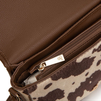 Bolso Pequeño Estilo Satchel Con Estampado De Vaca Y Hebilla | Bolso Mujer De Moda Elegante Y Original