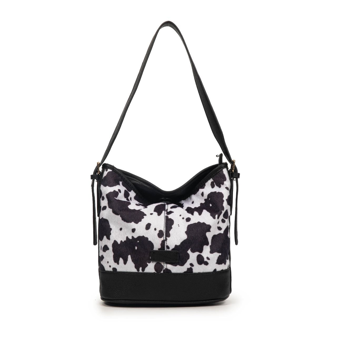 Bolso Hobo Con Estampado De Vaca Y Detalles En Piel | Bolso De Moda Mujer Grande Y Original Para El Día A Día