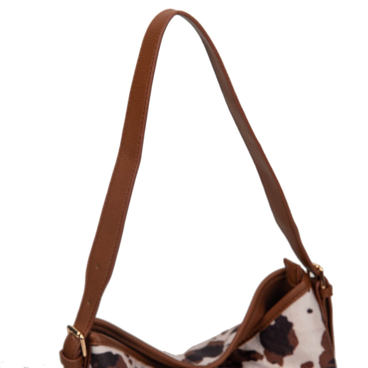 Bolso Hobo Con Estampado De Vaca Y Detalles En Piel | Bolso De Moda Mujer Grande Y Original Para El Día A Día