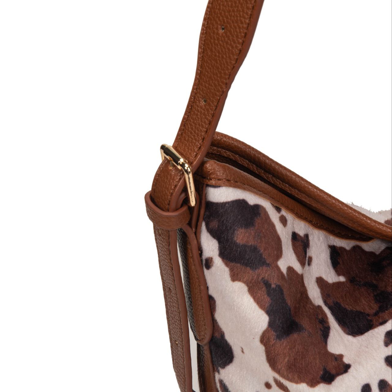 Bolso Hobo Con Estampado De Vaca Y Detalles En Piel | Bolso De Moda Mujer Grande Y Original Para El Día A Día