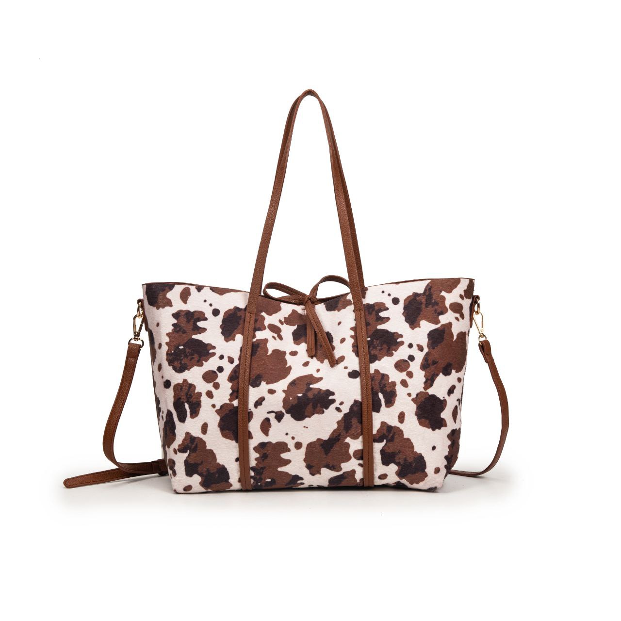 Bolso Tote Grande Con Estampado De Vaca Y Neceser Interior | Bolso Mujer De Moda Para El Día A Día