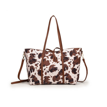 Bolso Tote Grande Con Estampado De Vaca Y Neceser Interior | Bolso Mujer De Moda Para El Día A Día