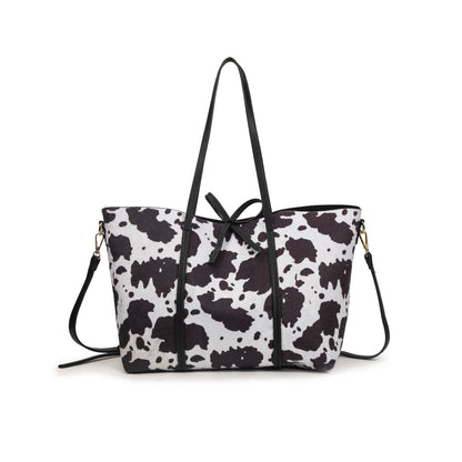 Bolso Tote Grande Con Estampado De Vaca Y Neceser Interior | Bolso Mujer De Moda Para El Día A Día