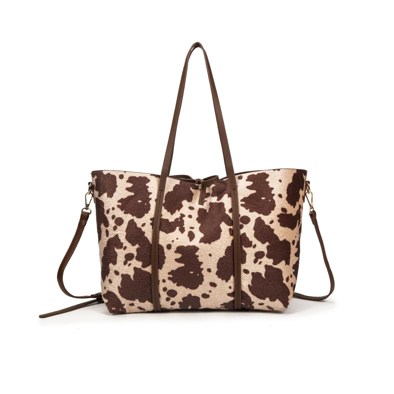Bolso Tote Grande Con Estampado De Vaca Y Neceser Interior | Bolso Mujer De Moda Para El Día A Día