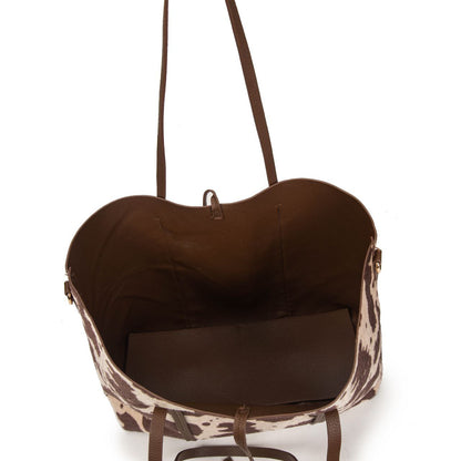 Bolso Tote Grande Con Estampado De Vaca Y Neceser Interior | Bolso Mujer De Moda Para El Día A Día