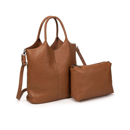 Bolso De Moda Mujer Tipo Tote Con Neceser Interior | Bolso Grande Casual De Eco-Cuero Elegante