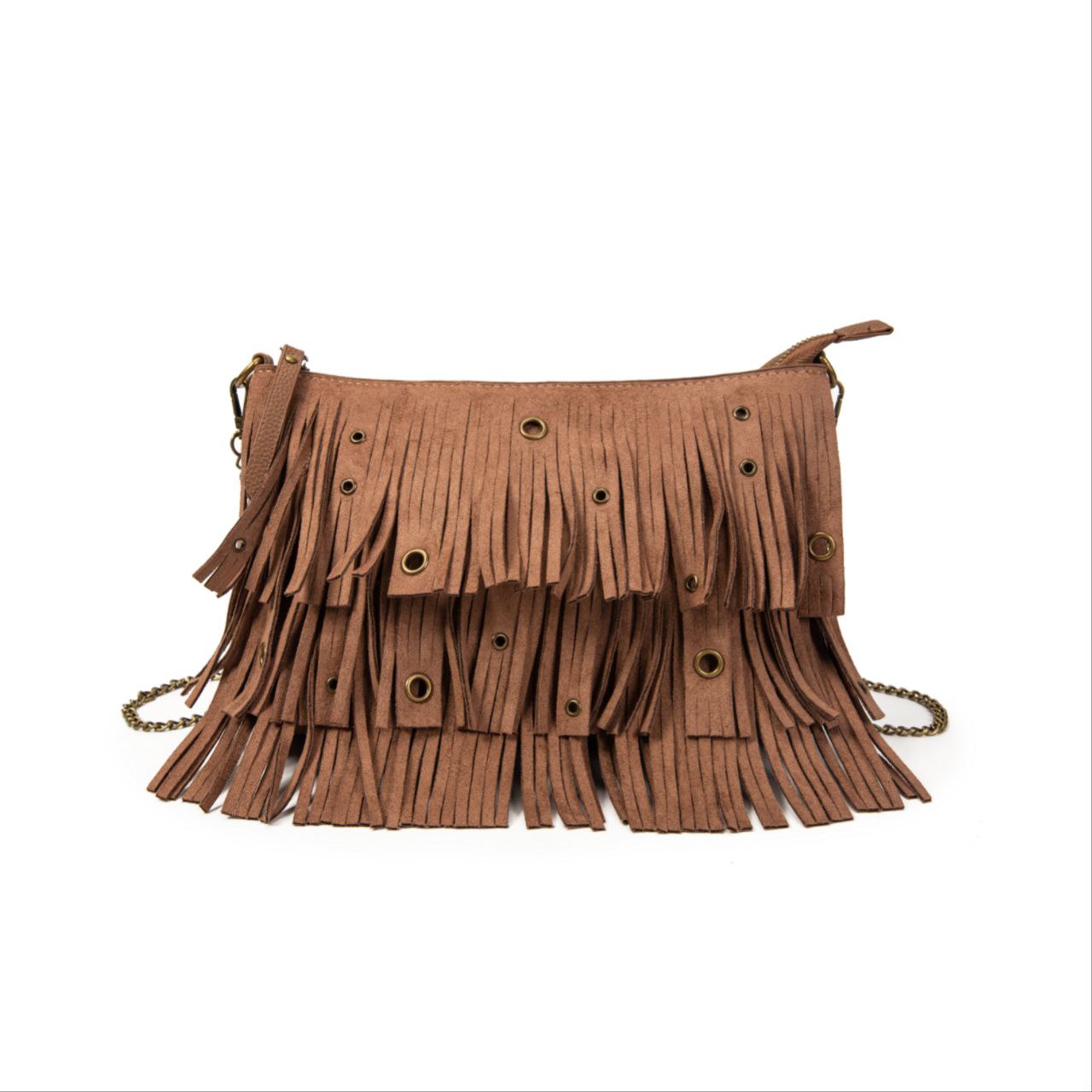 Bolso Mujer Estilo Country Con Flecos Y Cadena | Bolso Pequeño De Moda Para Eventos O Salidas