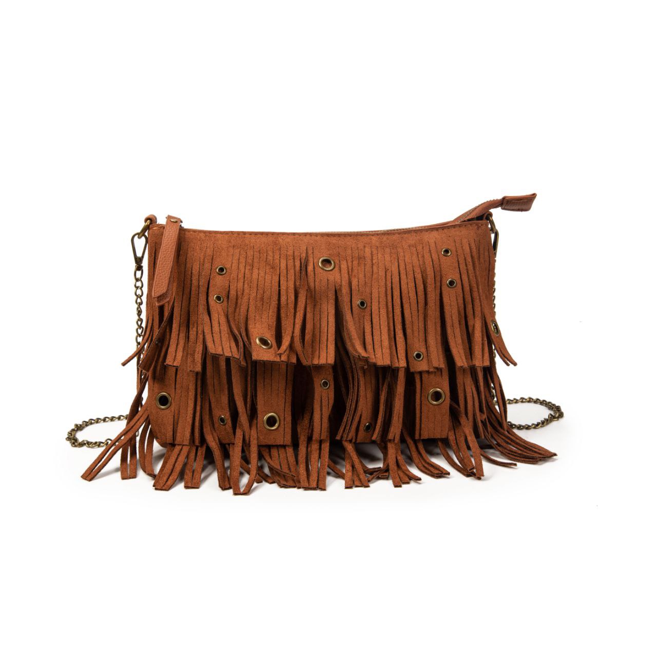 Bolso Mujer Estilo Country Con Flecos Y Cadena | Bolso Pequeño De Moda Para Eventos O Salidas