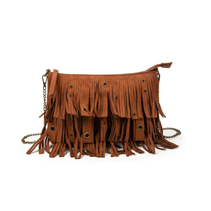 Bolso Mujer Estilo Country Con Flecos Y Cadena | Bolso Pequeño De Moda Para Eventos O Salidas