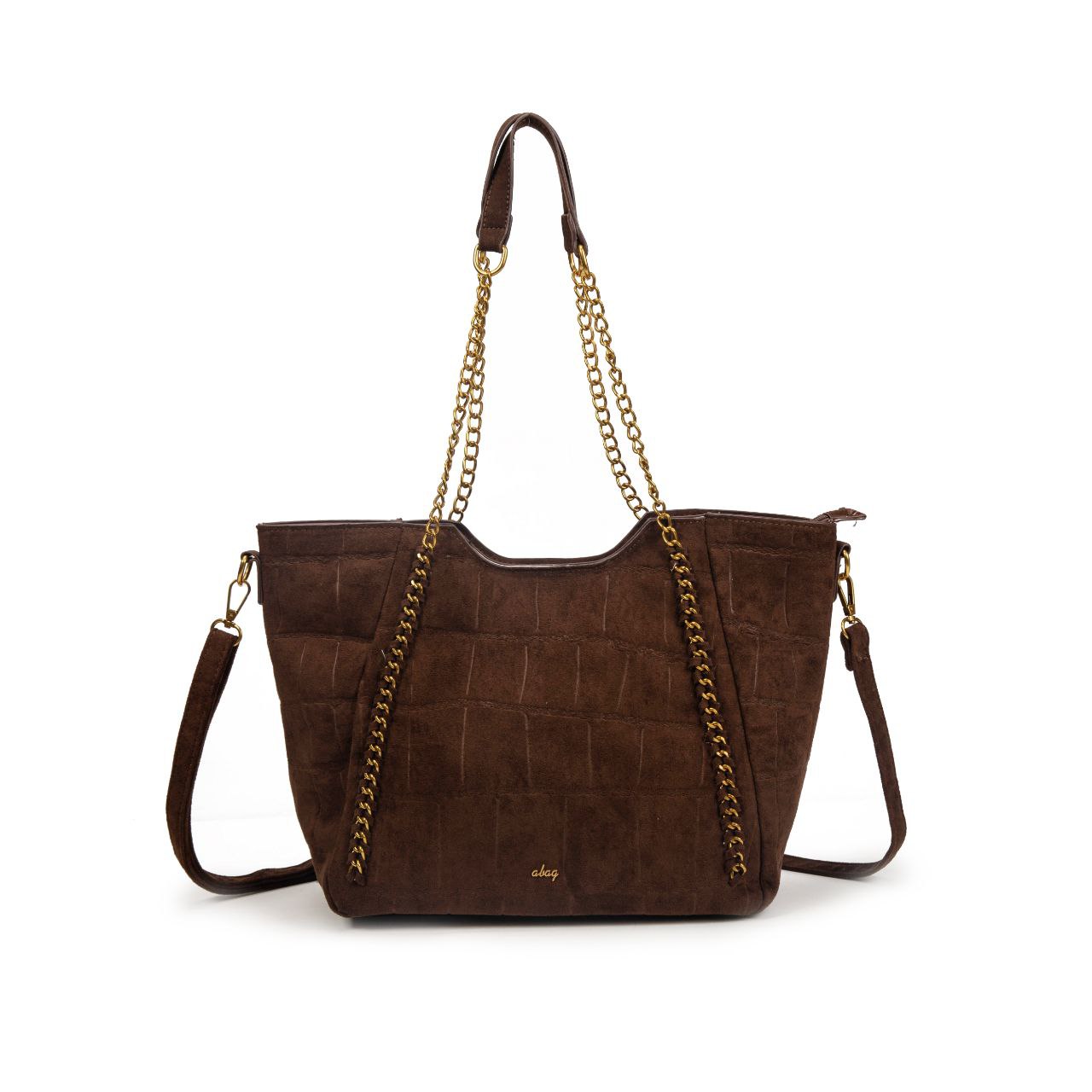 Bolso Mujer De Moda Con Cadenas Tipo Ante 39x26x14cm | Tote Elegante Con Bandolera Para Diario