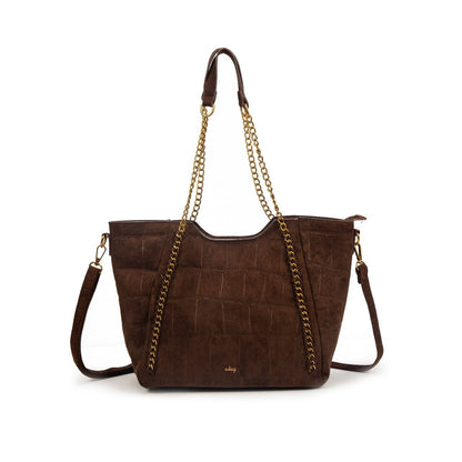 Bolso Mujer De Moda Con Cadenas Tipo Ante 39x26x14cm | Tote Elegante Con Bandolera Para Diario