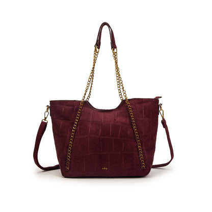 Bolso Mujer De Moda Con Cadenas Tipo Ante 39x26x14cm | Tote Elegante Con Bandolera Para Diario