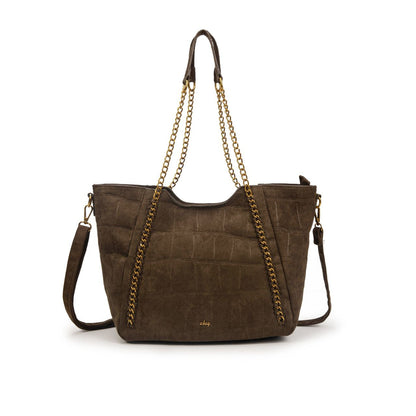 Bolso Mujer De Moda Con Cadenas Tipo Ante 39x26x14cm | Tote Elegante Con Bandolera Para Diario