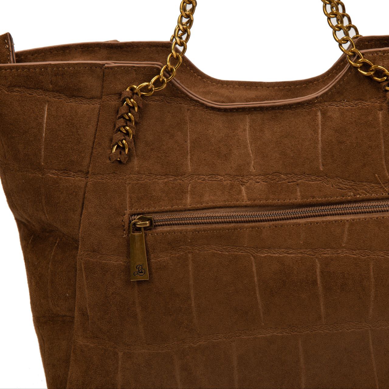 Bolso Mujer De Moda Con Cadenas Tipo Ante 39x26x14cm | Tote Elegante Con Bandolera Para Diario