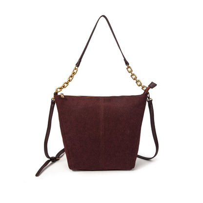 Bolso Mujer De Moda Tipo Ante Con Cadena Dorada Y Bandolera 32x28x12cm | Bolso De Hombro Elegante Para Diario