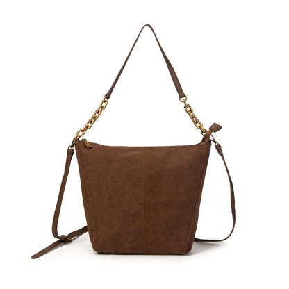 Bolso Mujer De Moda Tipo Ante Con Cadena Dorada Y Bandolera 32x28x12cm | Bolso De Hombro Elegante Para Diario