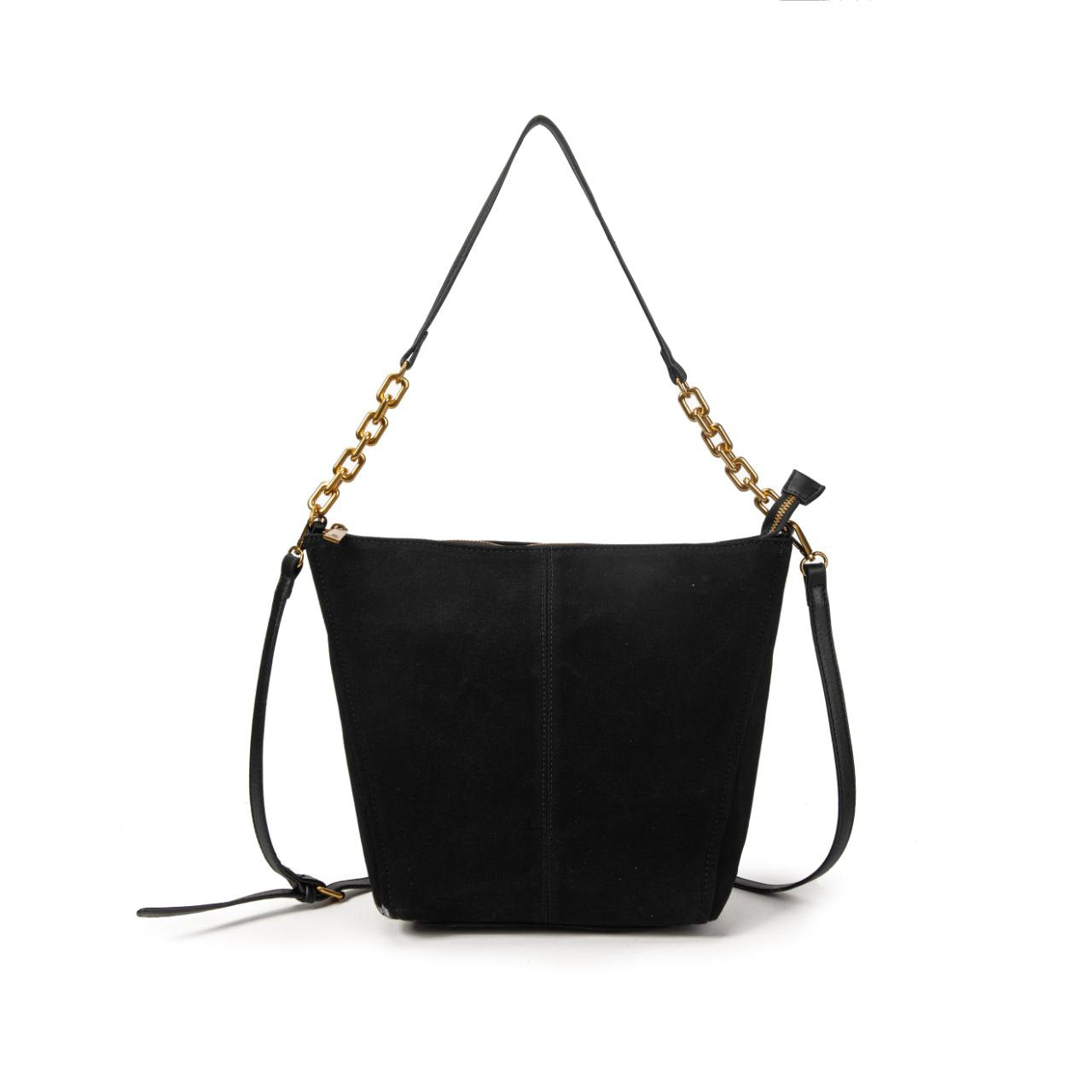 Bolso Mujer De Moda Tipo Ante Con Cadena Dorada Y Bandolera 32x28x12cm | Bolso De Hombro Elegante Para Diario