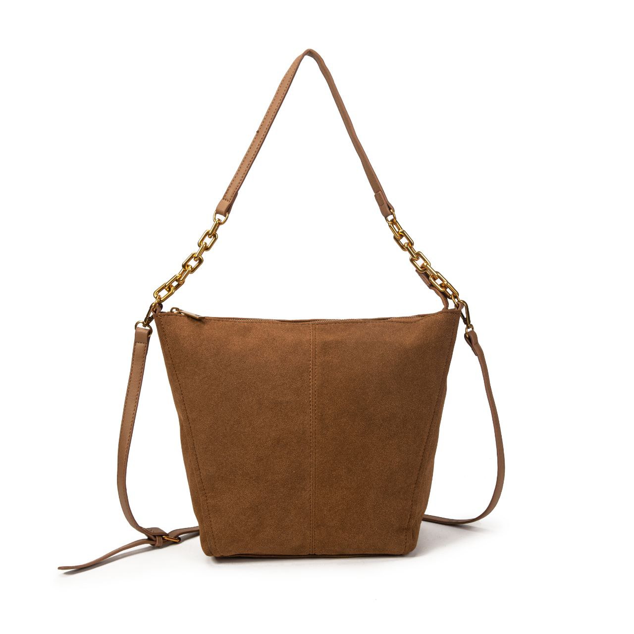 Bolso Mujer De Moda Tipo Ante Con Cadena Dorada Y Bandolera 32x28x12cm | Bolso De Hombro Elegante Para Diario