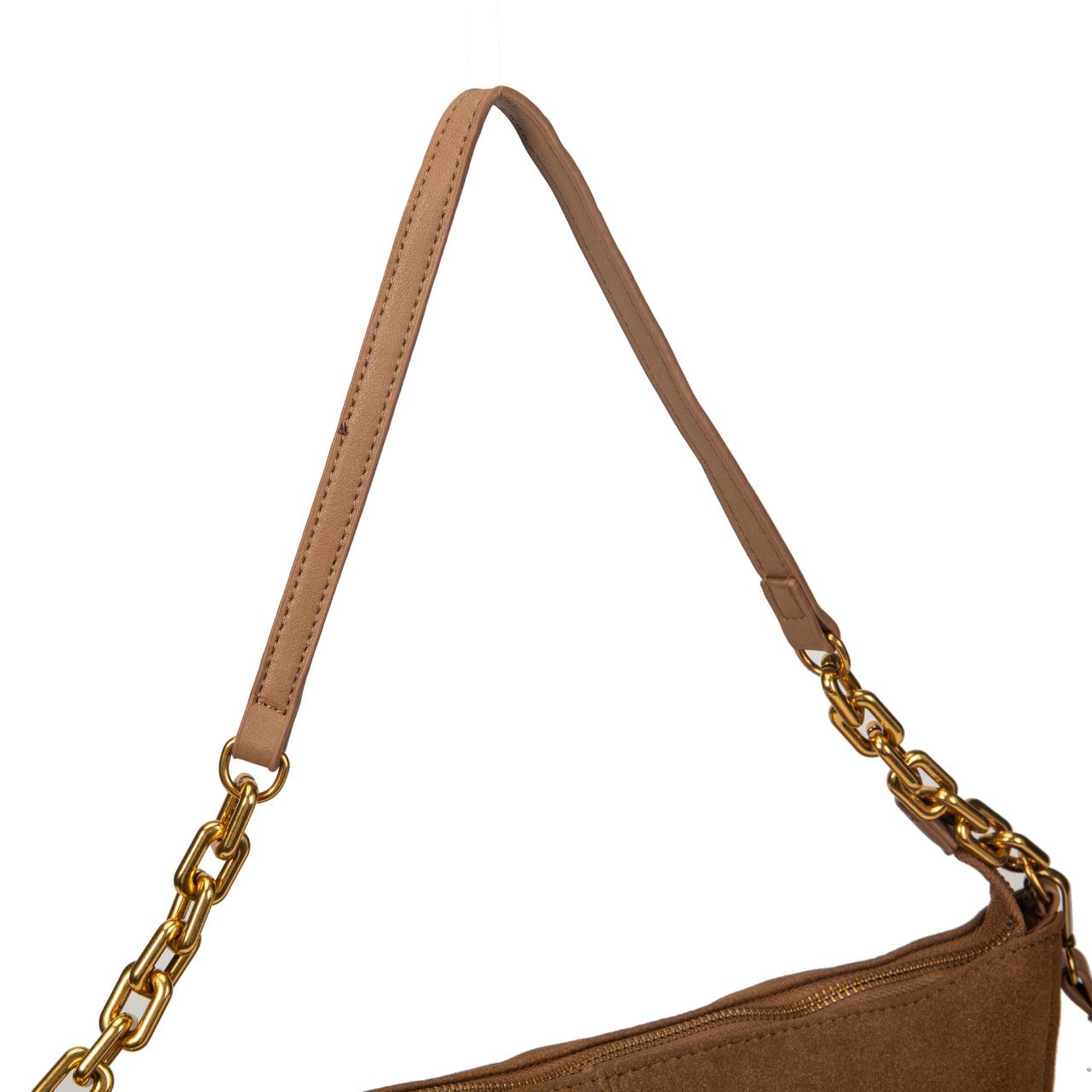 Bolso Mujer De Moda Tipo Ante Con Cadena Dorada Y Bandolera 32x28x12cm | Bolso De Hombro Elegante Para Diario