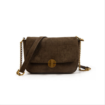 Bolso Mujer De Moda Tipo Satchel Con Cadena, Cartera Pequeña Efecto Gamuza Croco, Bolso Bandolera Elegante 20x13x8cm