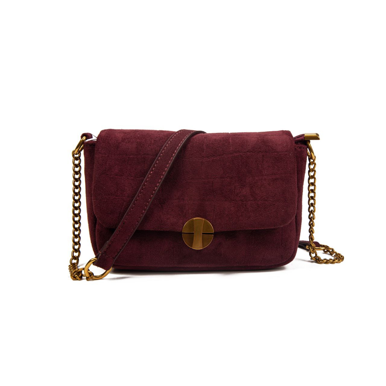 Bolso Mujer De Moda Tipo Satchel Con Cadena, Cartera Pequeña Efecto Gamuza Croco, Bolso Bandolera Elegante 20x13x8cm