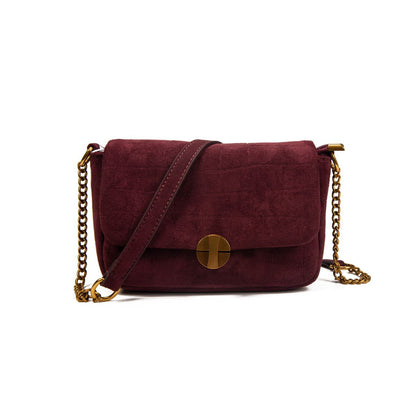 Bolso Mujer De Moda Tipo Satchel Con Cadena, Cartera Pequeña Efecto Gamuza Croco, Bolso Bandolera Elegante 20x13x8cm