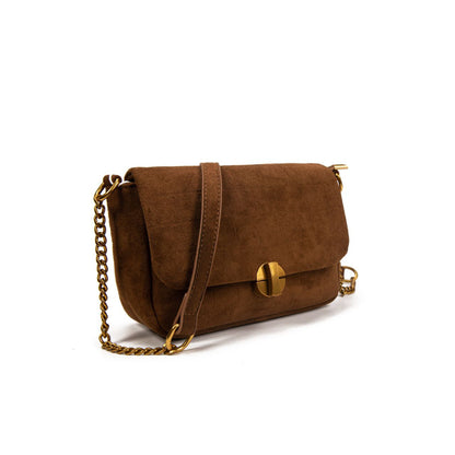 Bolso Mujer De Moda Tipo Satchel Con Cadena, Cartera Pequeña Efecto Gamuza Croco, Bolso Bandolera Elegante 20x13x8cm