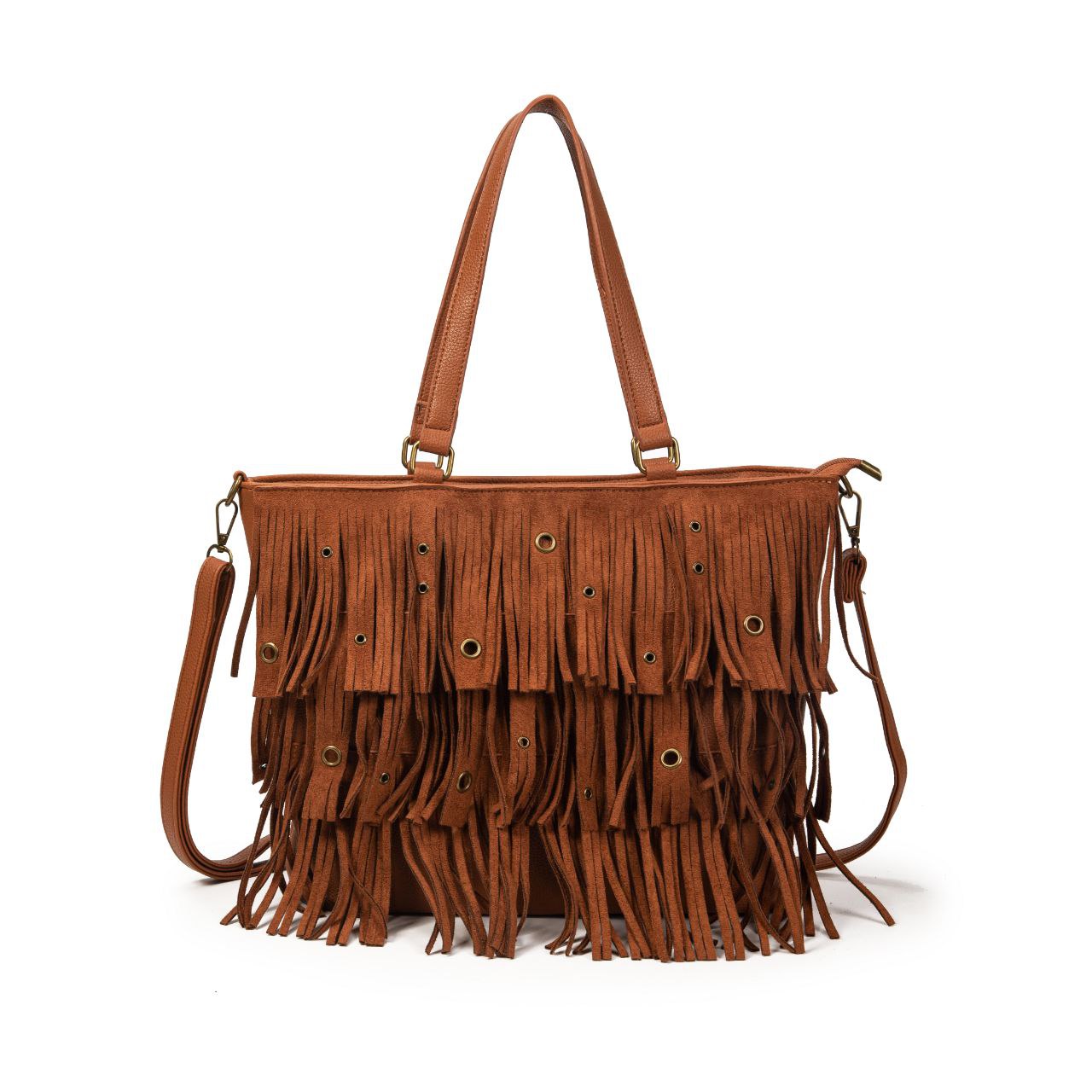 Bolso Mujer De Moda Con Flecos Boho, Bolso Grande Shopper Con Correa Bandolera, Bolso Casual Chic 36x27x12cm