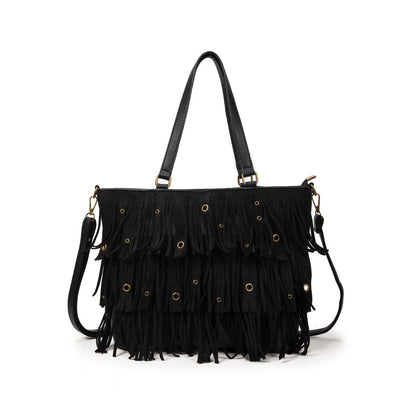 Bolso Mujer De Moda Con Flecos Boho, Bolso Grande Shopper Con Correa Bandolera, Bolso Casual Chic 36x27x12cm