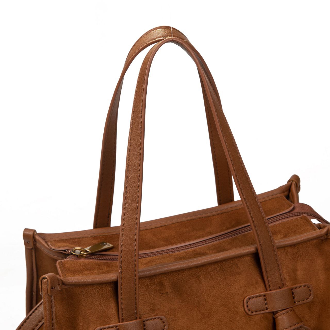 Bolso Mujer De Moda Elegante Con Estilo Casual Chic, Cartera Suave Tipo Ante Con Asas Y Correa, Bolso Pequeño Moderno