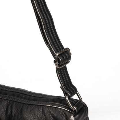 Bolso Mujer De Moda Vintage En Eco Cuero Negro Cruzado Con Múltiples Bolsillos Para Viaje Y Día A Día