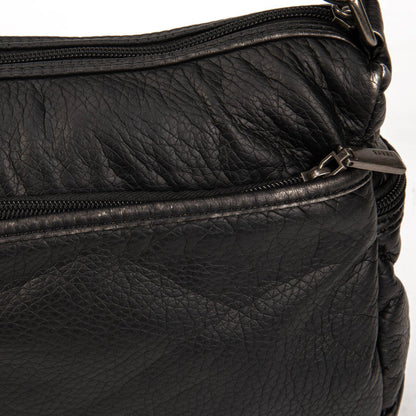 Bolso Mujer De Moda Vintage En Eco Cuero Negro Cruzado Con Múltiples Bolsillos Para Viaje Y Día A Día