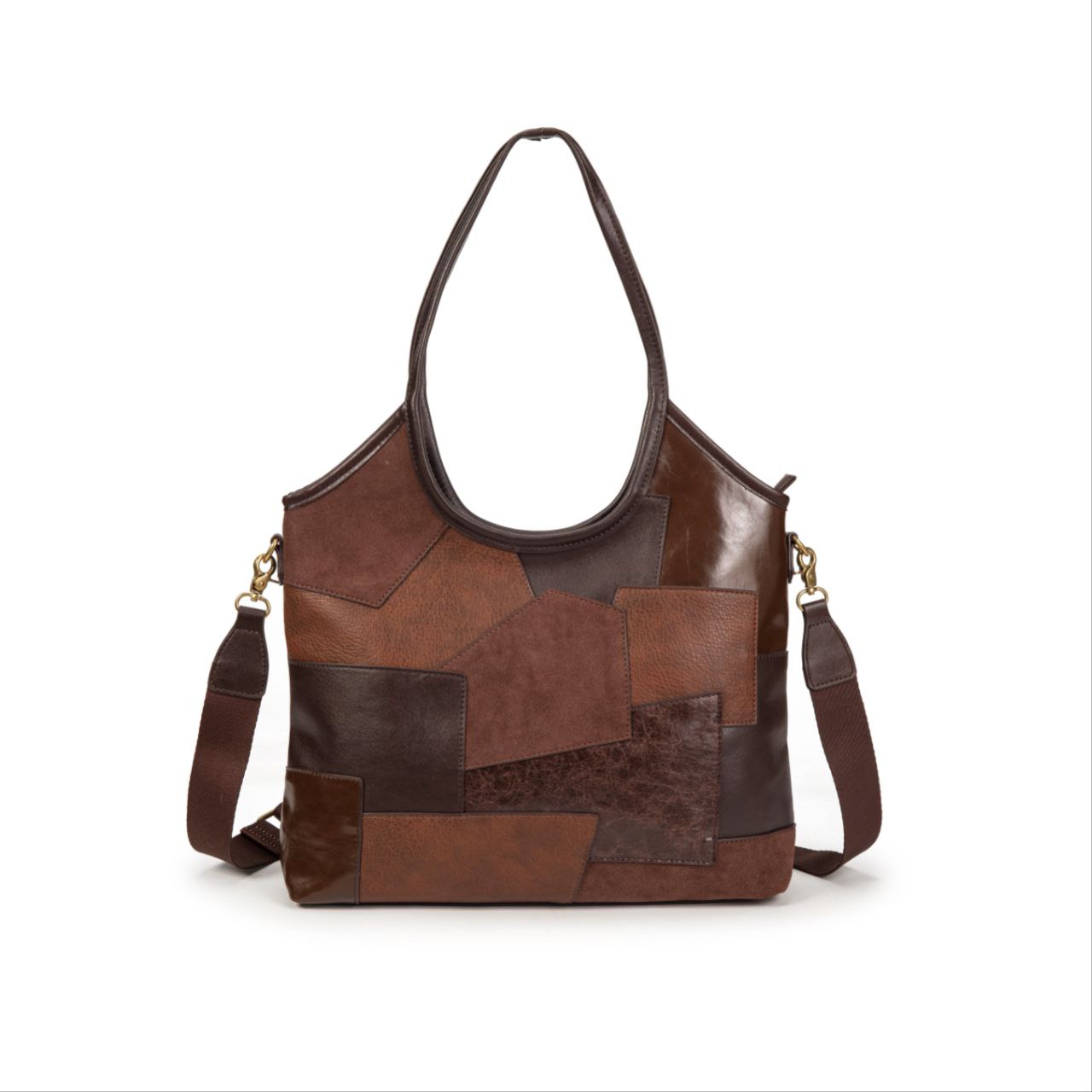 Bolso Mujer Grande De Moda Patchwork Vintage En Eco Cuero Con Asa Y Bandolera Elegante Para Trabajo Y Día A Día