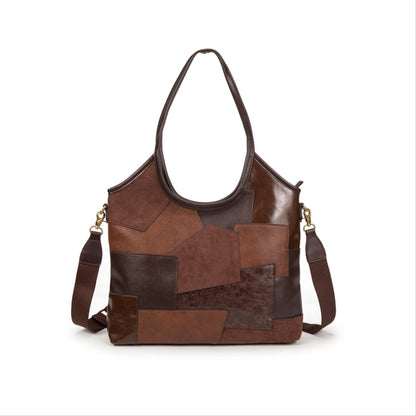 Bolso Mujer Grande De Moda Patchwork Vintage En Eco Cuero Con Asa Y Bandolera Elegante Para Trabajo Y Día A Día
