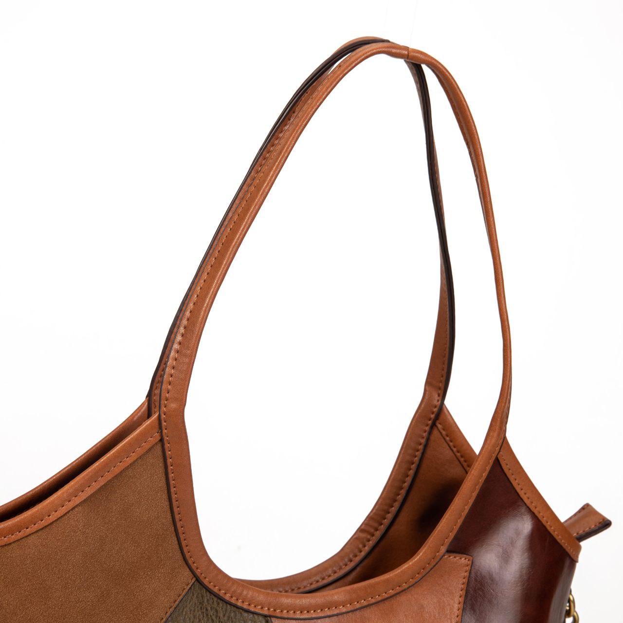 Bolso Mujer Grande De Moda Patchwork Vintage En Eco Cuero Con Asa Y Bandolera Elegante Para Trabajo Y Día A Día