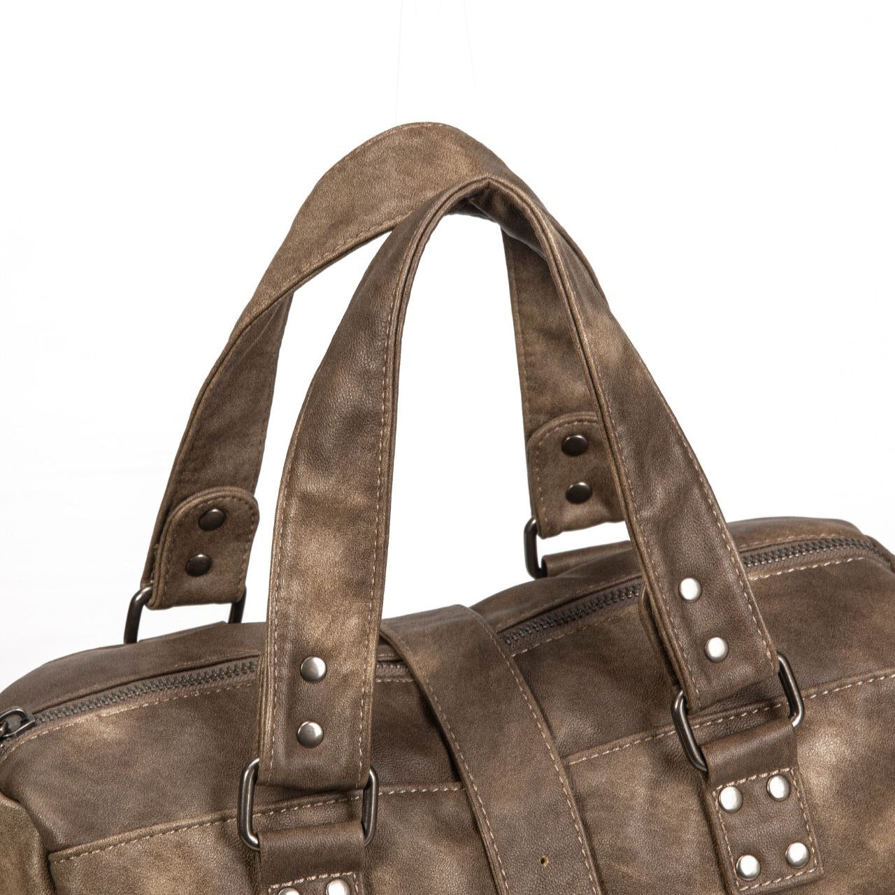 Bolso De Mano Grande Con Tachuelas Para Mujer En Eco Cuero Vintage – Estilo Urbano Y Elegante