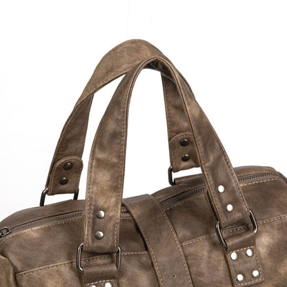 Bolso De Mano Grande Con Tachuelas Para Mujer En Eco Cuero Vintage – Estilo Urbano Y Elegante