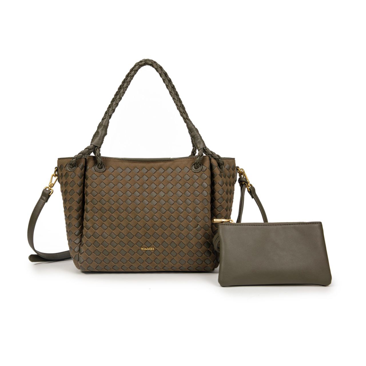 Bolso Mujer De Moda Tipo Tote – Grande Con Diseño Trenzado, Bandolera De Eco Cuero Con Neceser