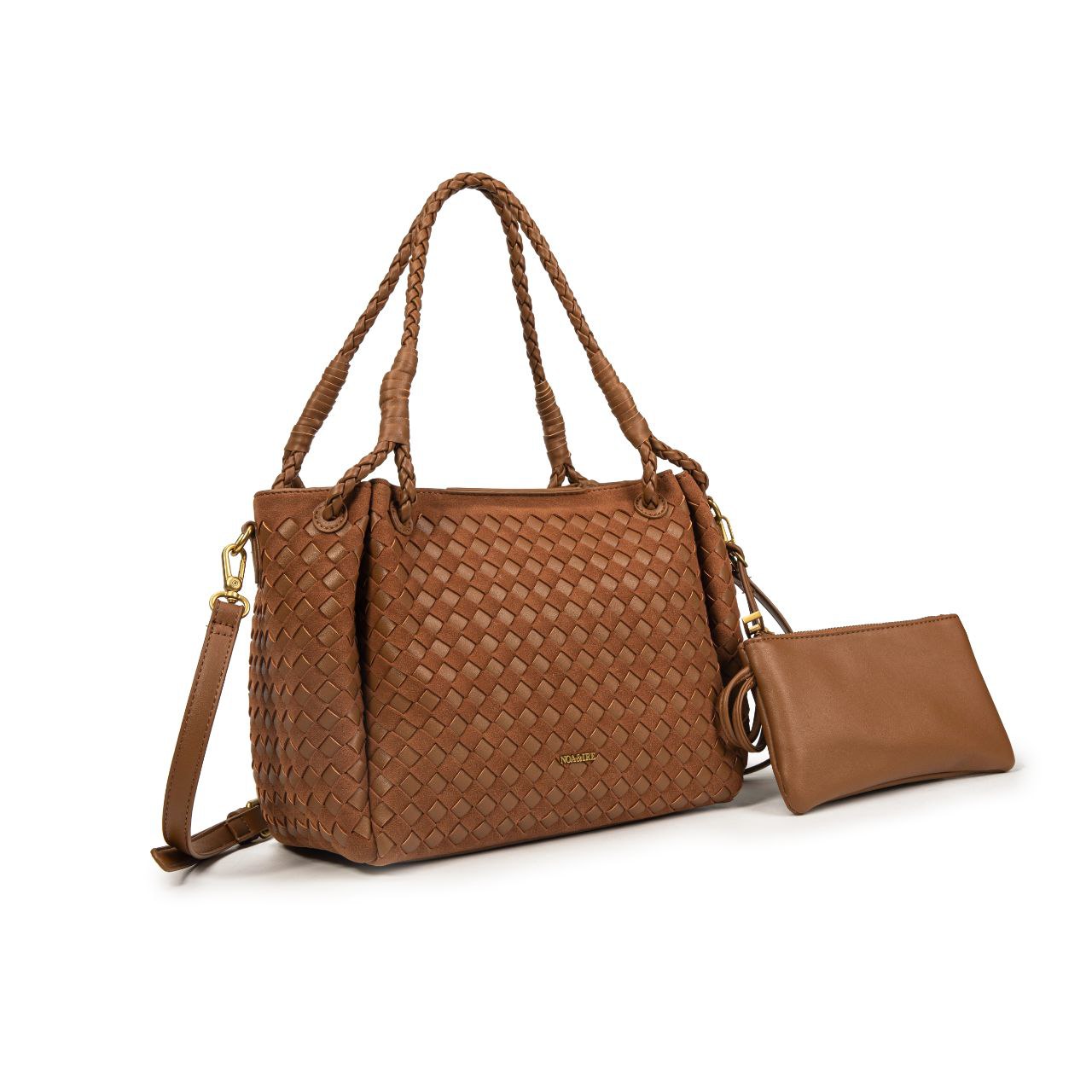 Bolso Mujer De Moda Tipo Tote – Grande Con Diseño Trenzado, Bandolera De Eco Cuero Con Neceser