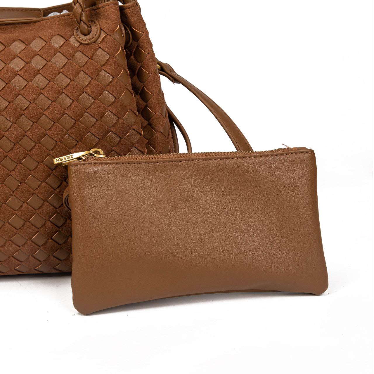 Bolso Mujer De Moda Tipo Tote – Grande Con Diseño Trenzado, Bandolera De Eco Cuero Con Neceser